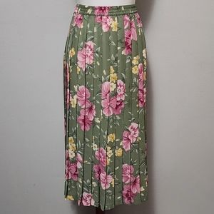 Vintage Alfred Dunner sage floral pleated pull-on skirt size 18